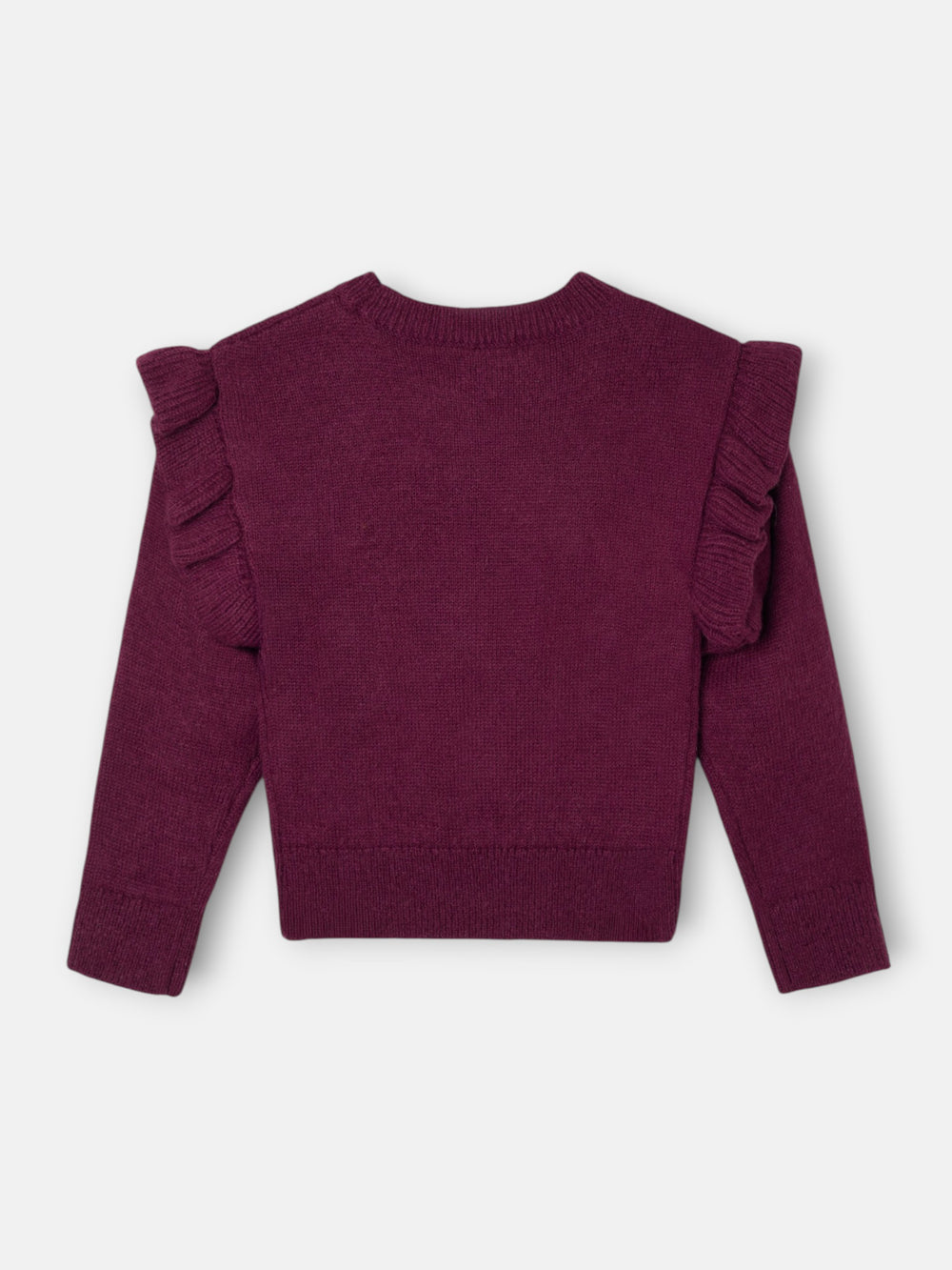 Purple Silbon ruffle girl sweater
