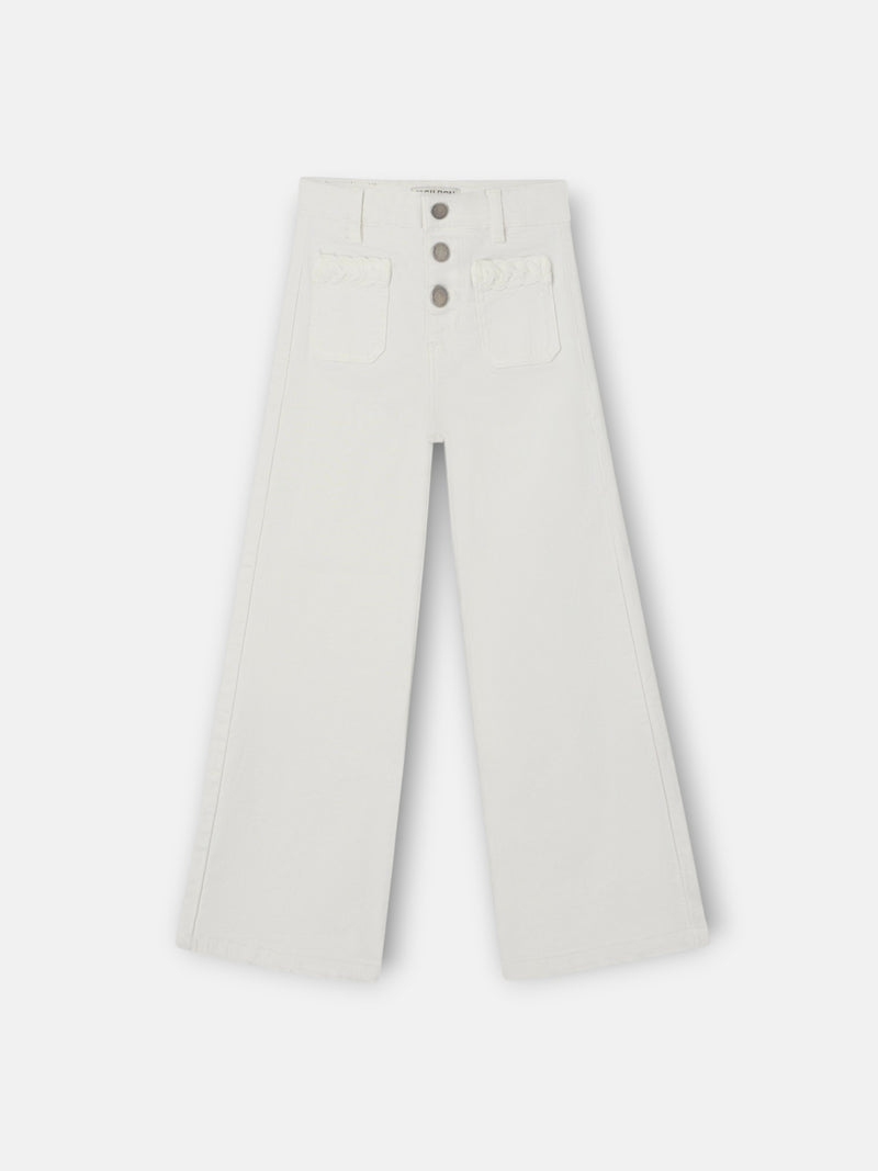 Pantalon fille poches tresse glace