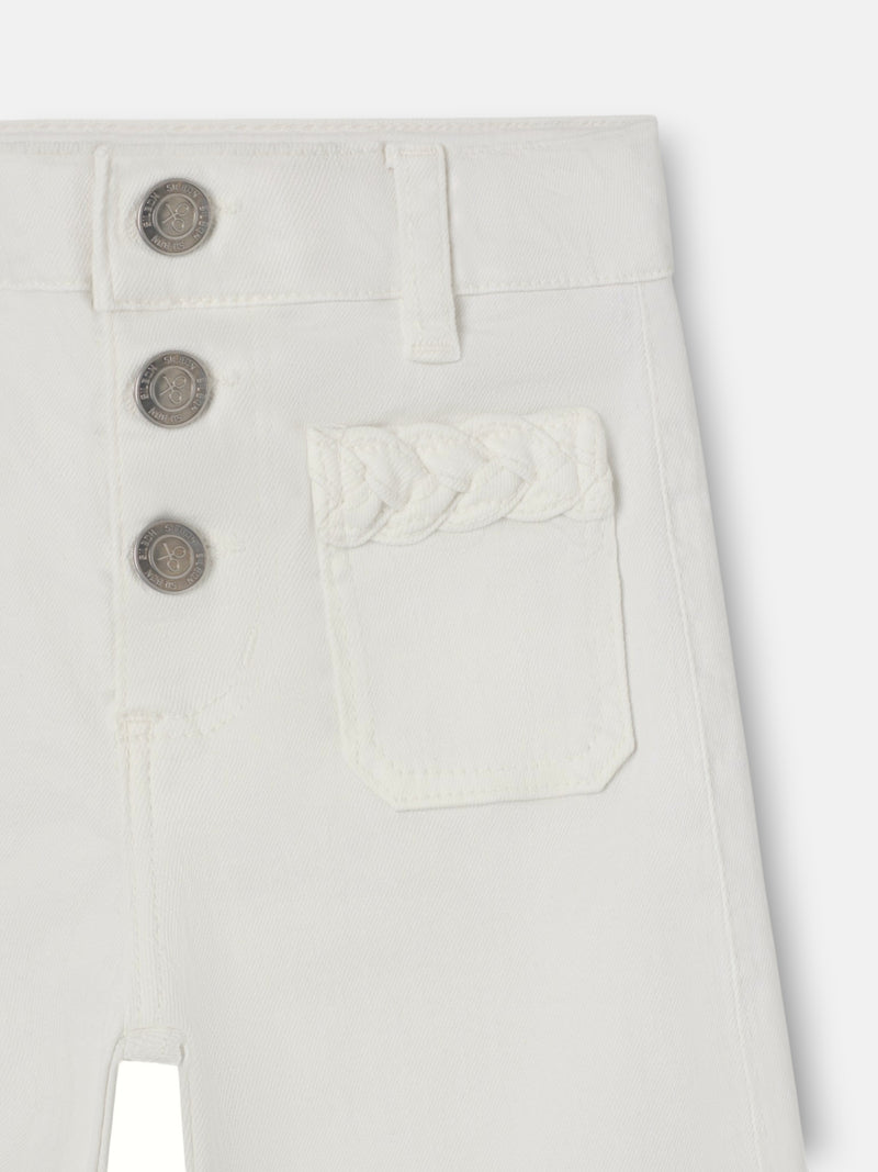 Pantalon fille poches tresse glace