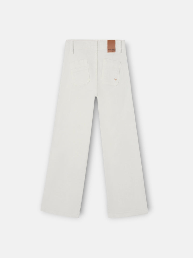 Pantalon fille poches tresse glace