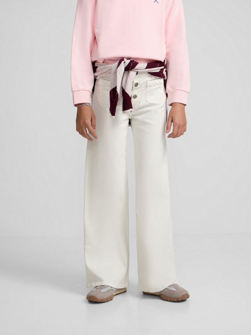 Pantalon fille poches tresse glace