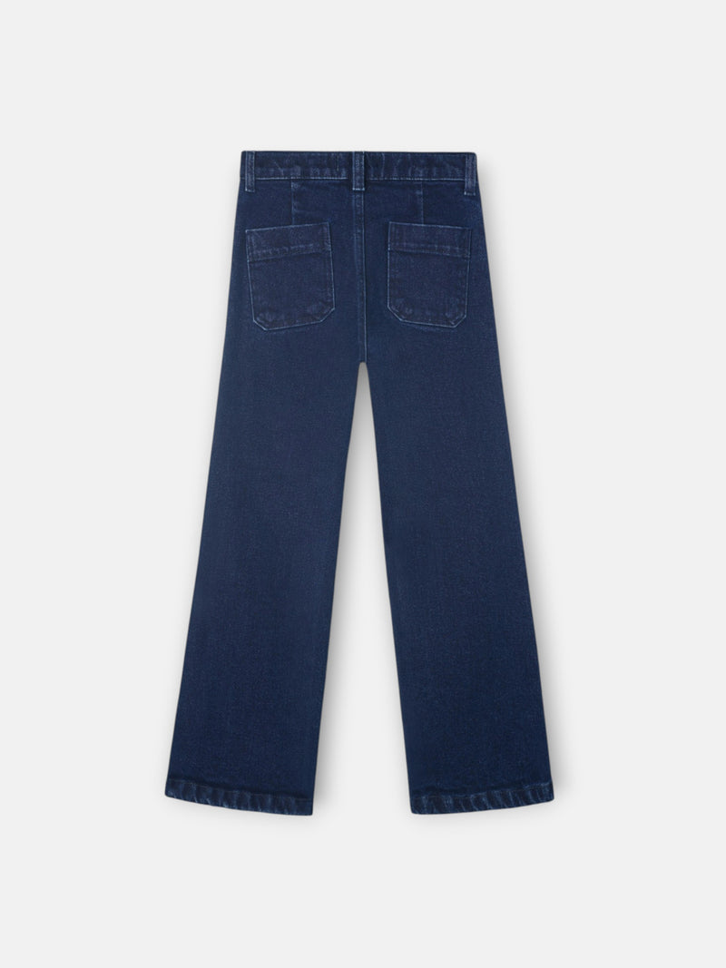 Pantalon girl bolsillo trenza denim oscuro