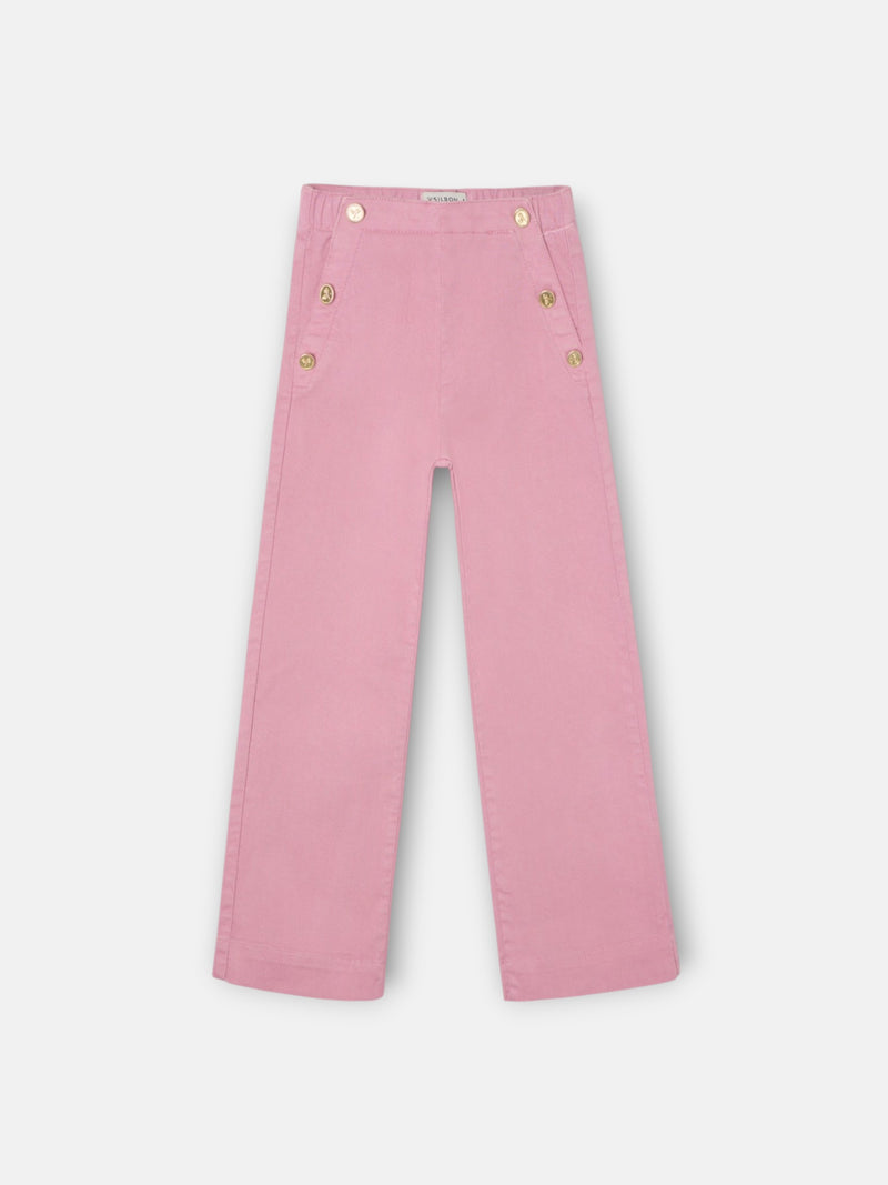 Pantalon fille marinier rose foncé