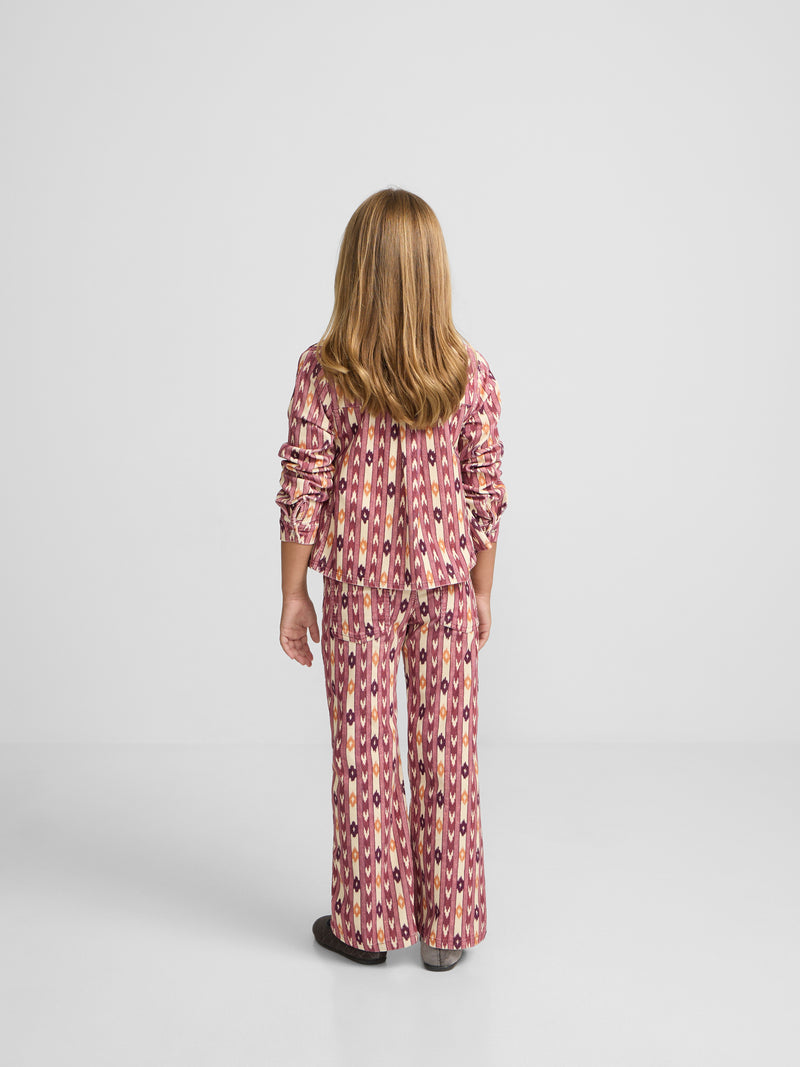Pantalon girl pana estampado ikat rosa