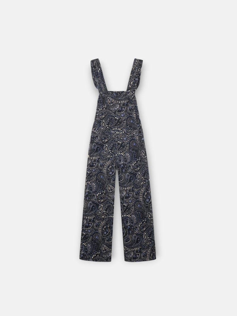 Peto de menina em micropana estampado paisley azul