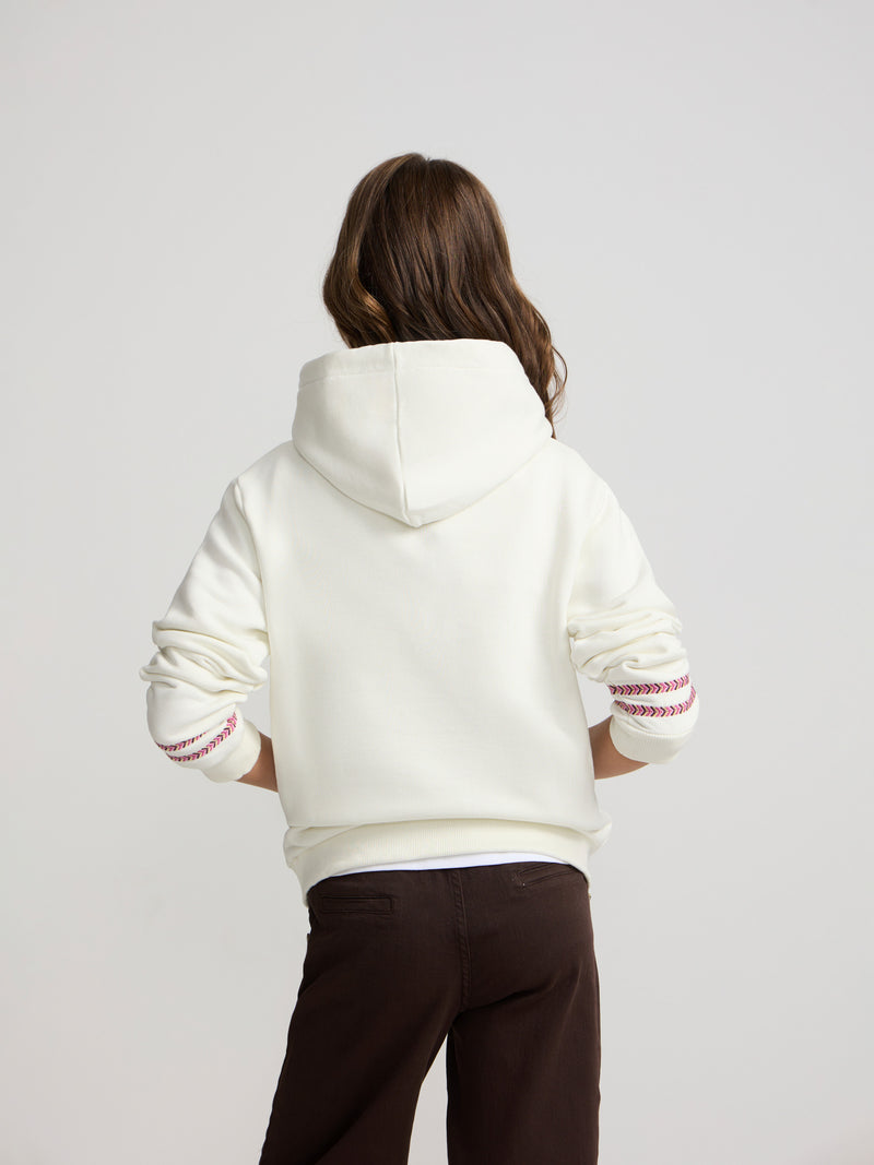 Sudadera girl capucha etnica crudo