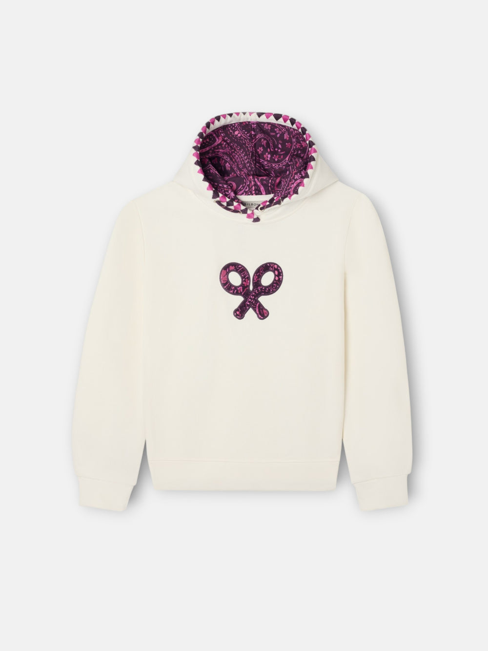 Sweatshirt girl com capuz raquete estampado cru