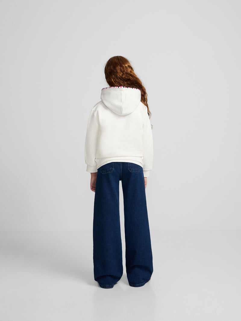 Sweatshirt girl com capuz raquete estampado cru