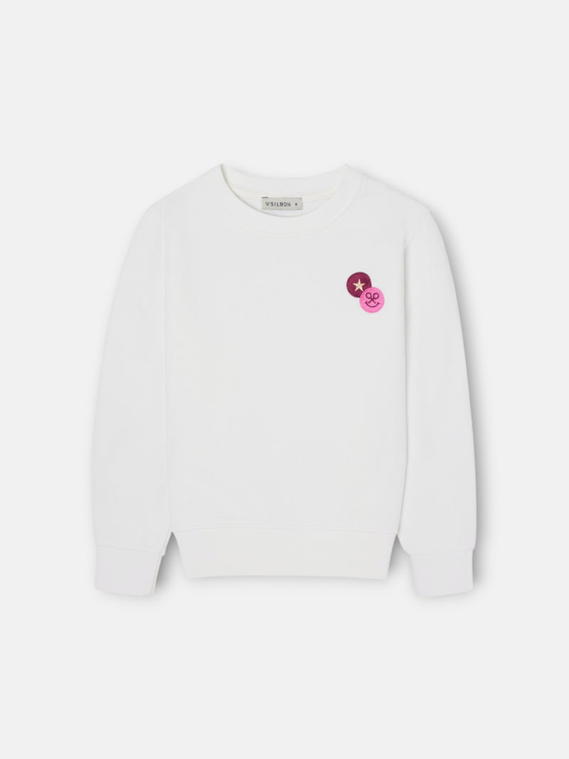Sweatshirt girl silbon smile cru