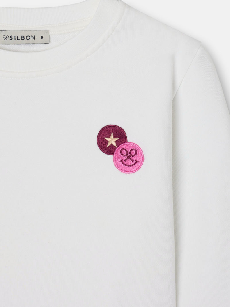 Sweatshirt girl silbon smile cru