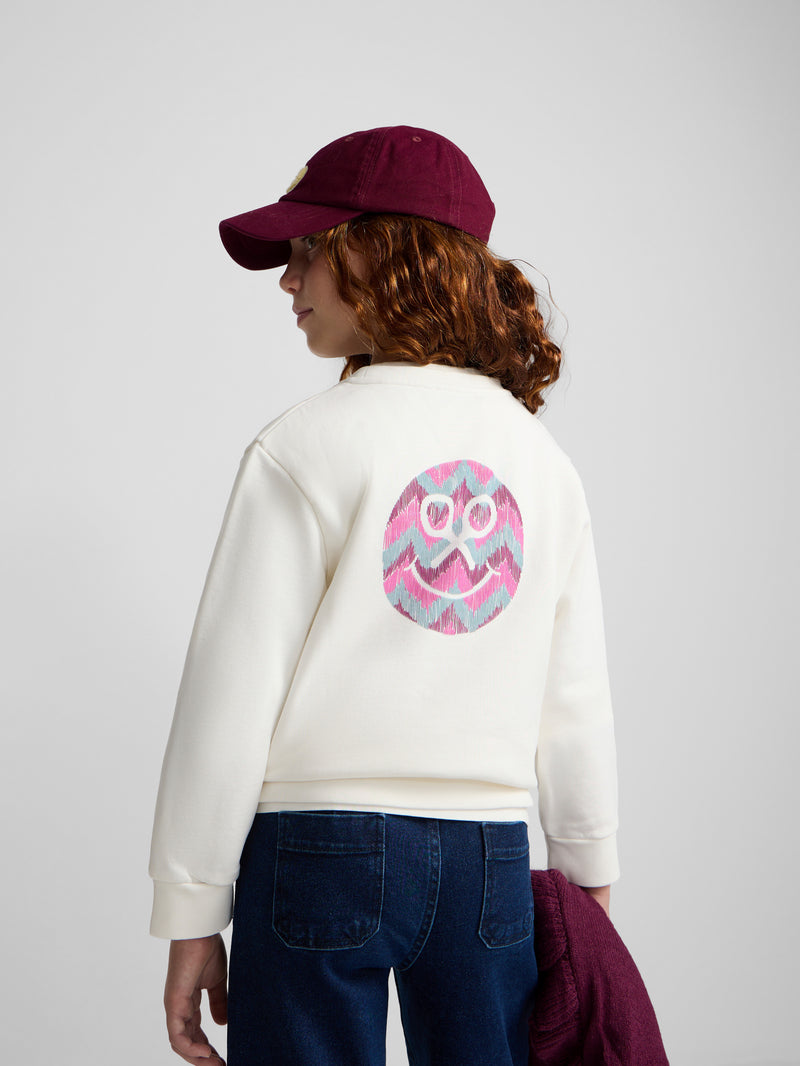Sweatshirt girl silbon smile cru