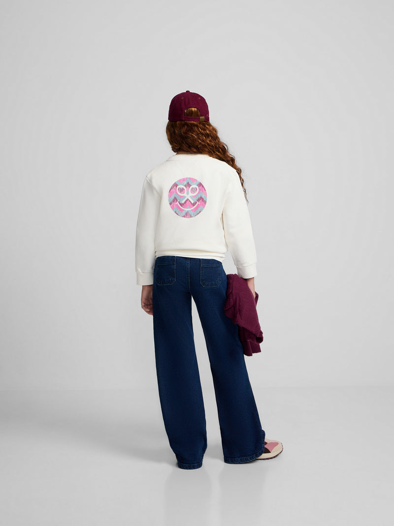 Sweatshirt girl silbon smile cru
