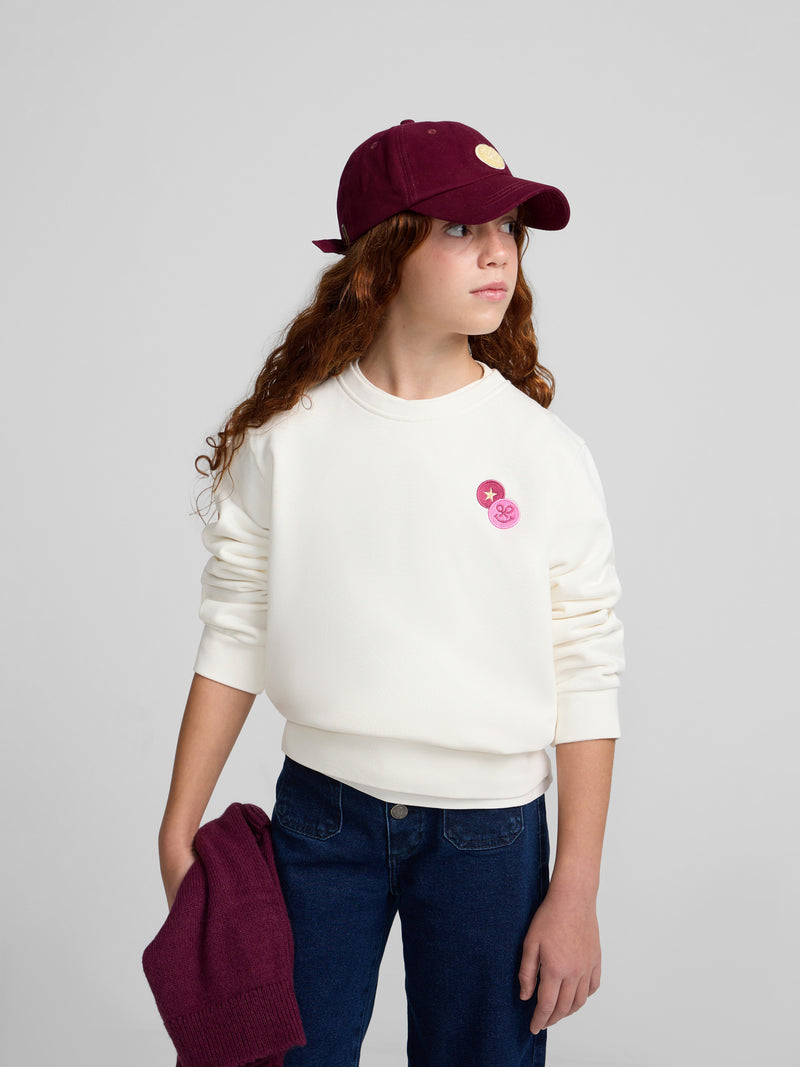 Sweatshirt girl silbon smile cru