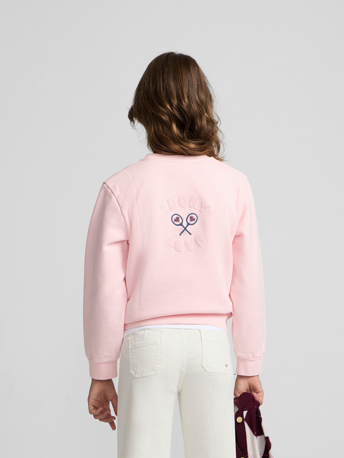 Sweat-shirt fille lucky love rose