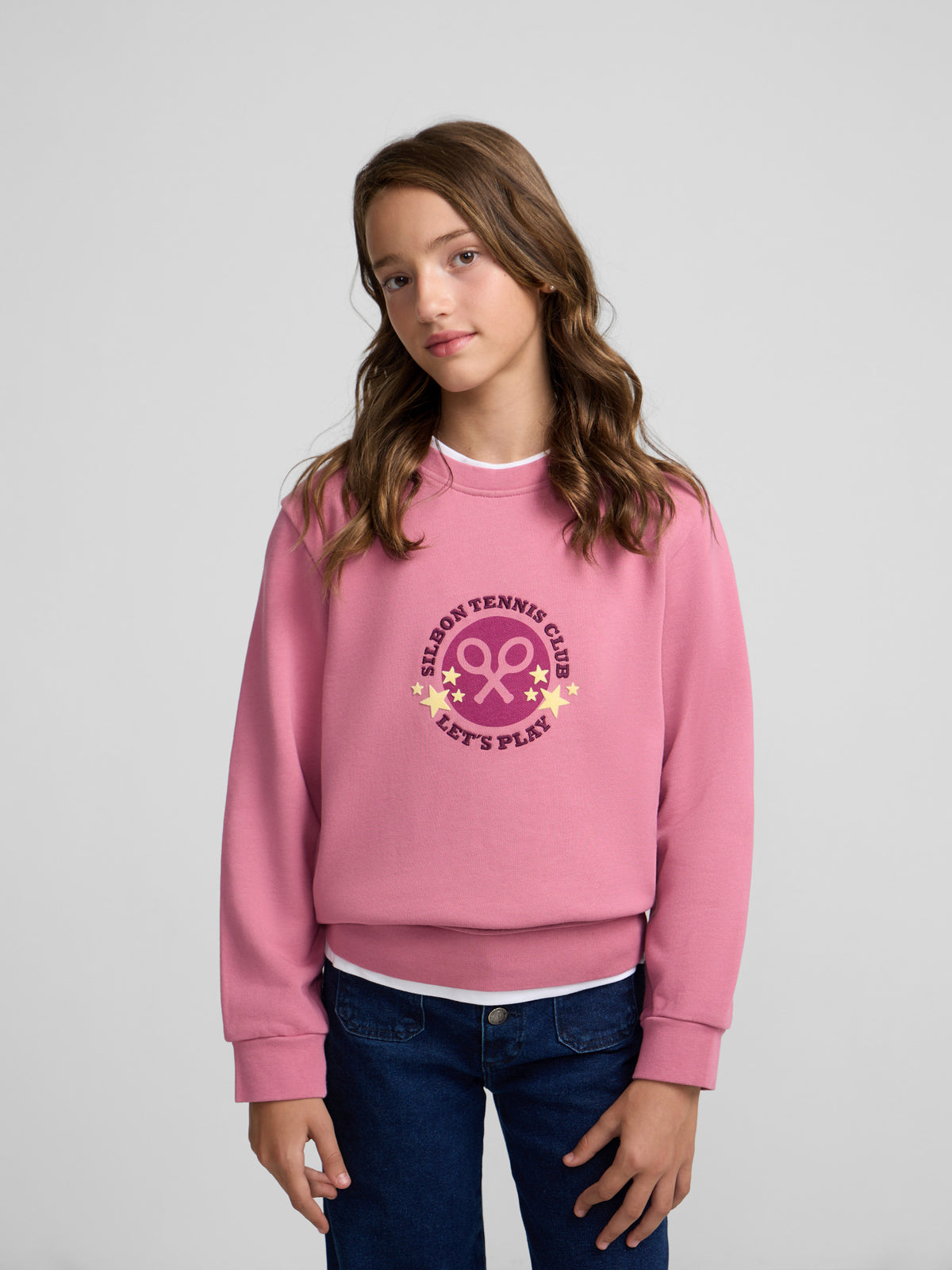 Sweat-shirt fille tennis club rose