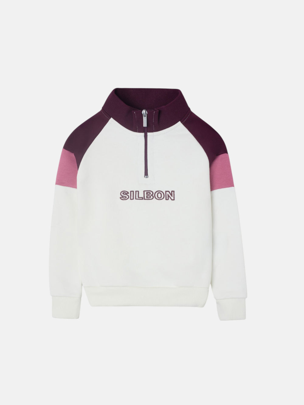 Sweatshirt girl gola alta tricolor rosa e cru