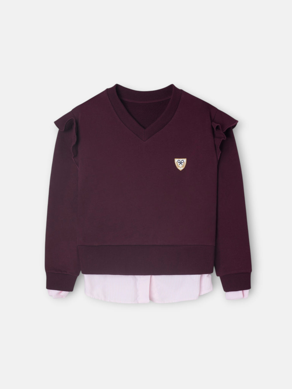 Sudadera girl escudo bajo camisero granate