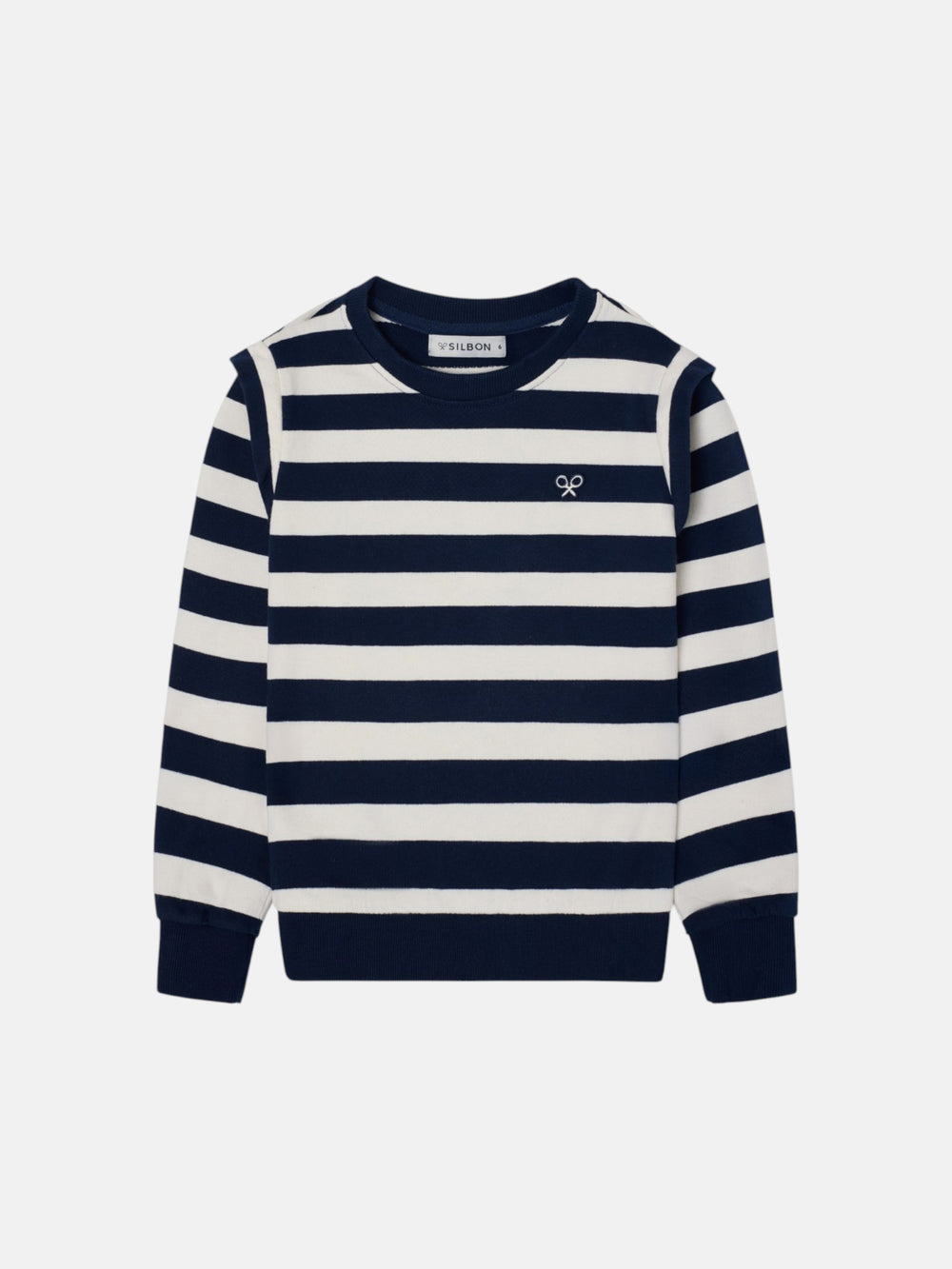 Sweatshirt girl ombreiras riscas azul-marinho e cru