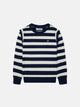 Sweat-shirt fille à épaulettes rayé marine et écru
