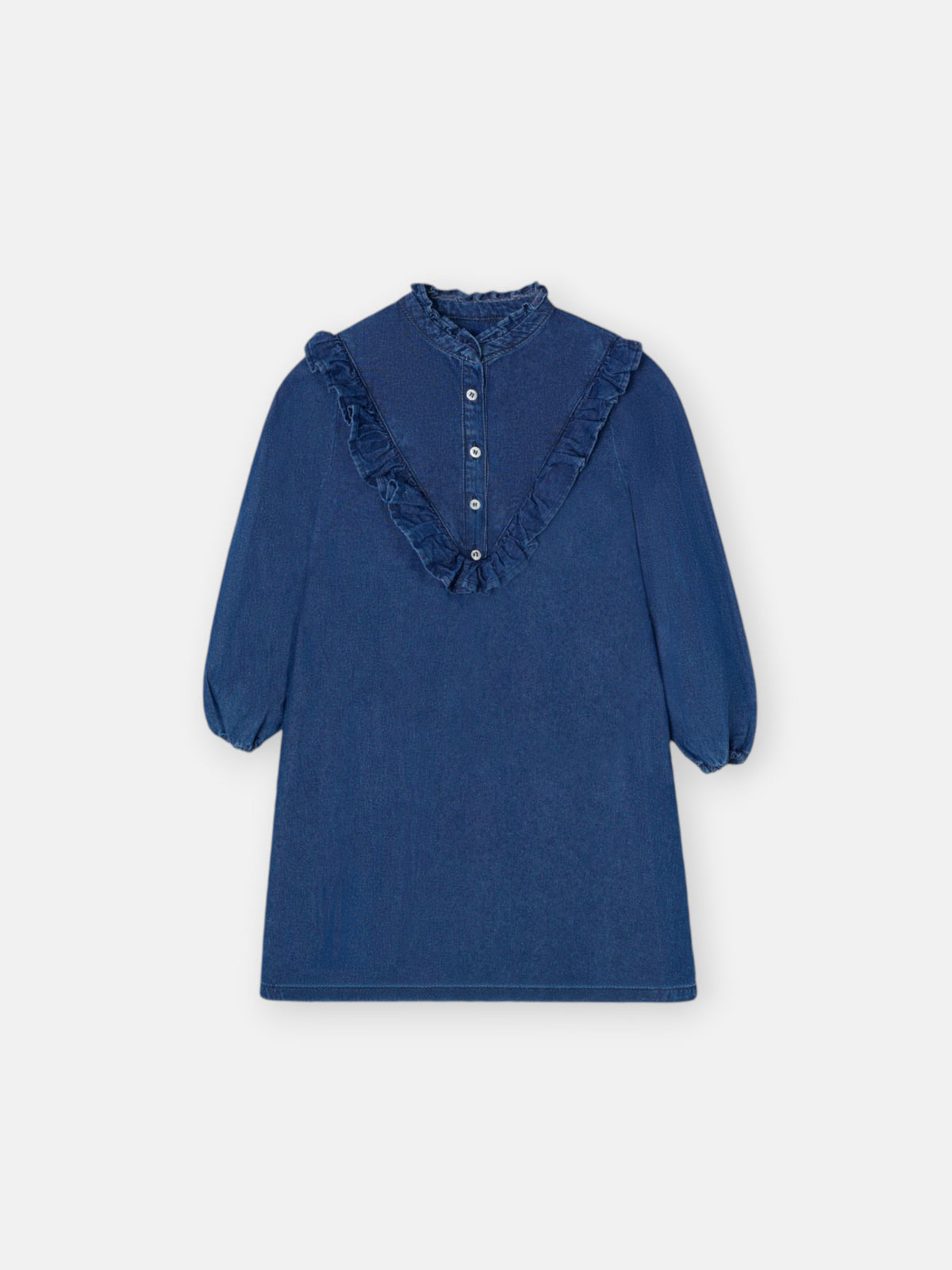 Girl's ruffled denim dress
