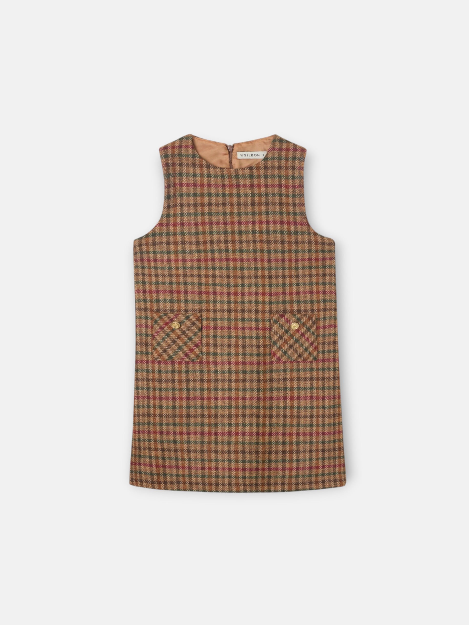 Vestido girl pichi cuadros marron
