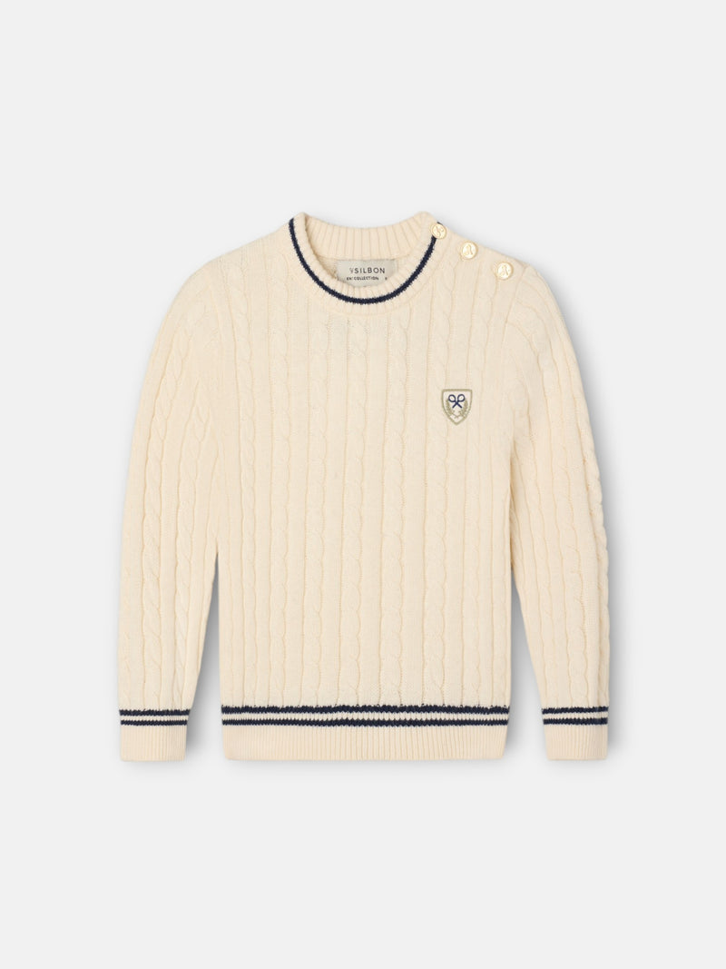 Pull fille collège blason écru