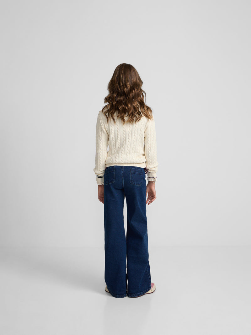 Pull fille collège blason écru