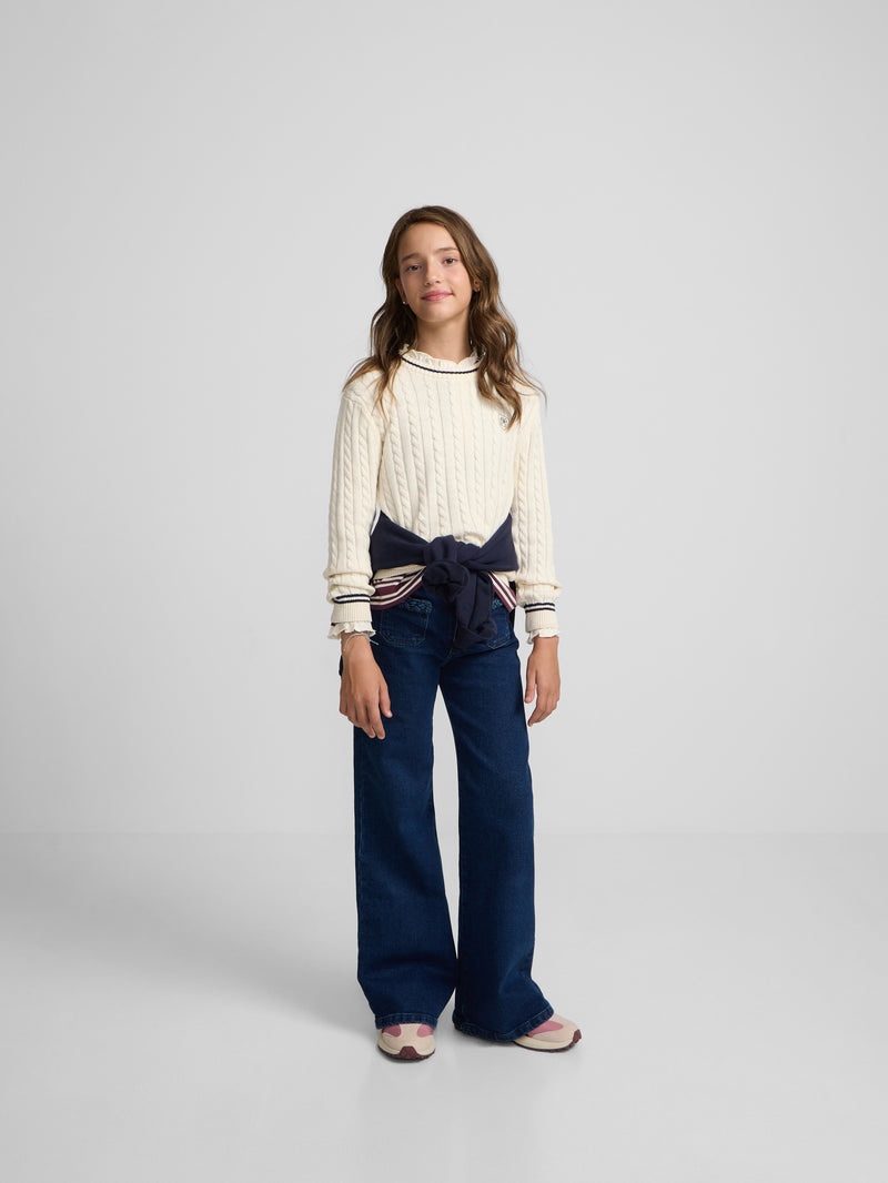 Pull fille collège blason écru