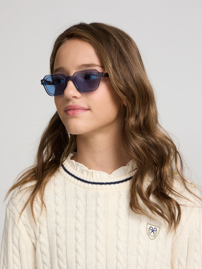 Pull fille collège blason écru