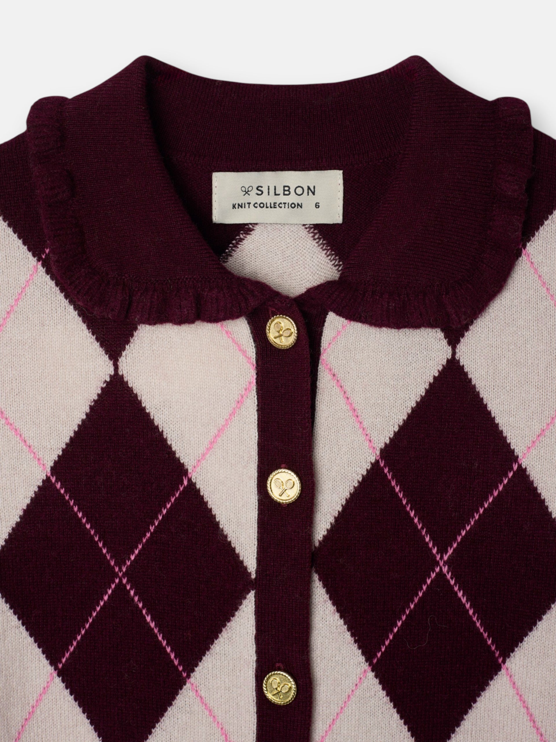 Cardigan girl rombos granate