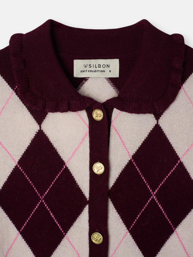 Cardigan girl burgundy diamonds