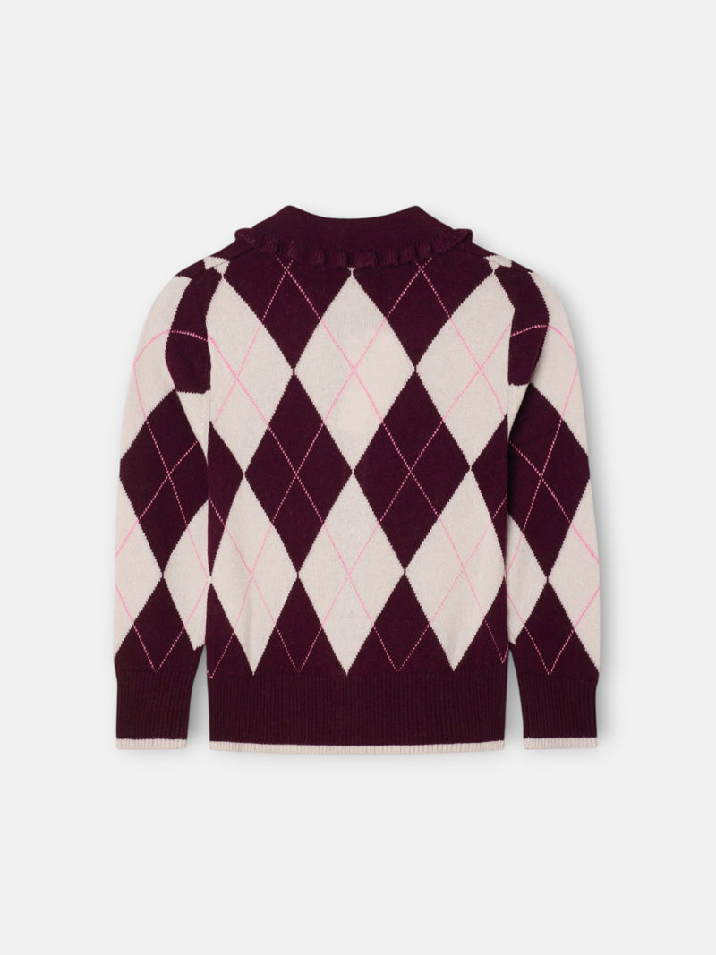 Cardigan girl burgundy diamonds
