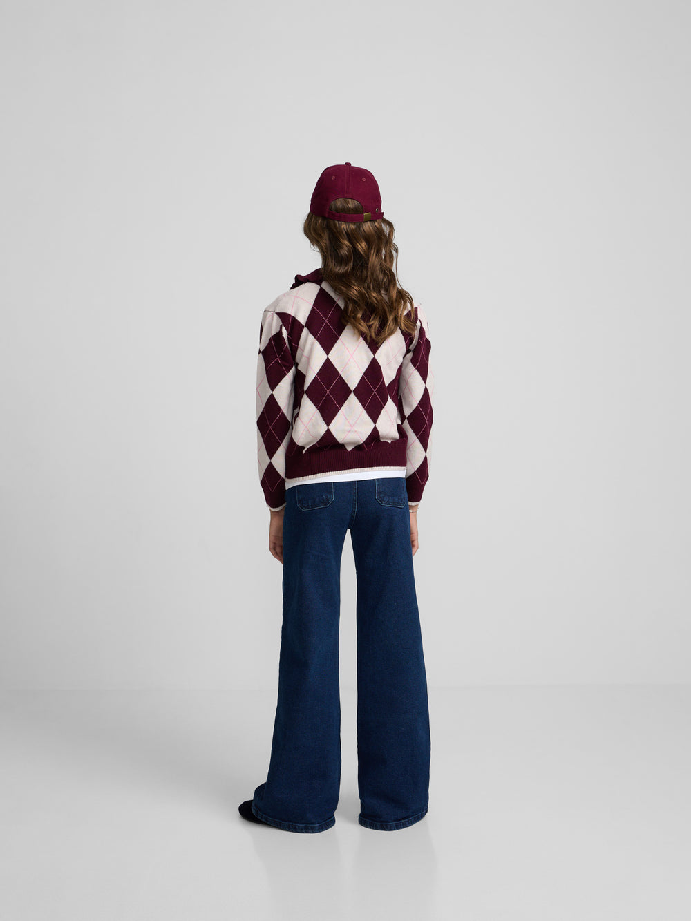 Cardigan fille losanges bordeaux