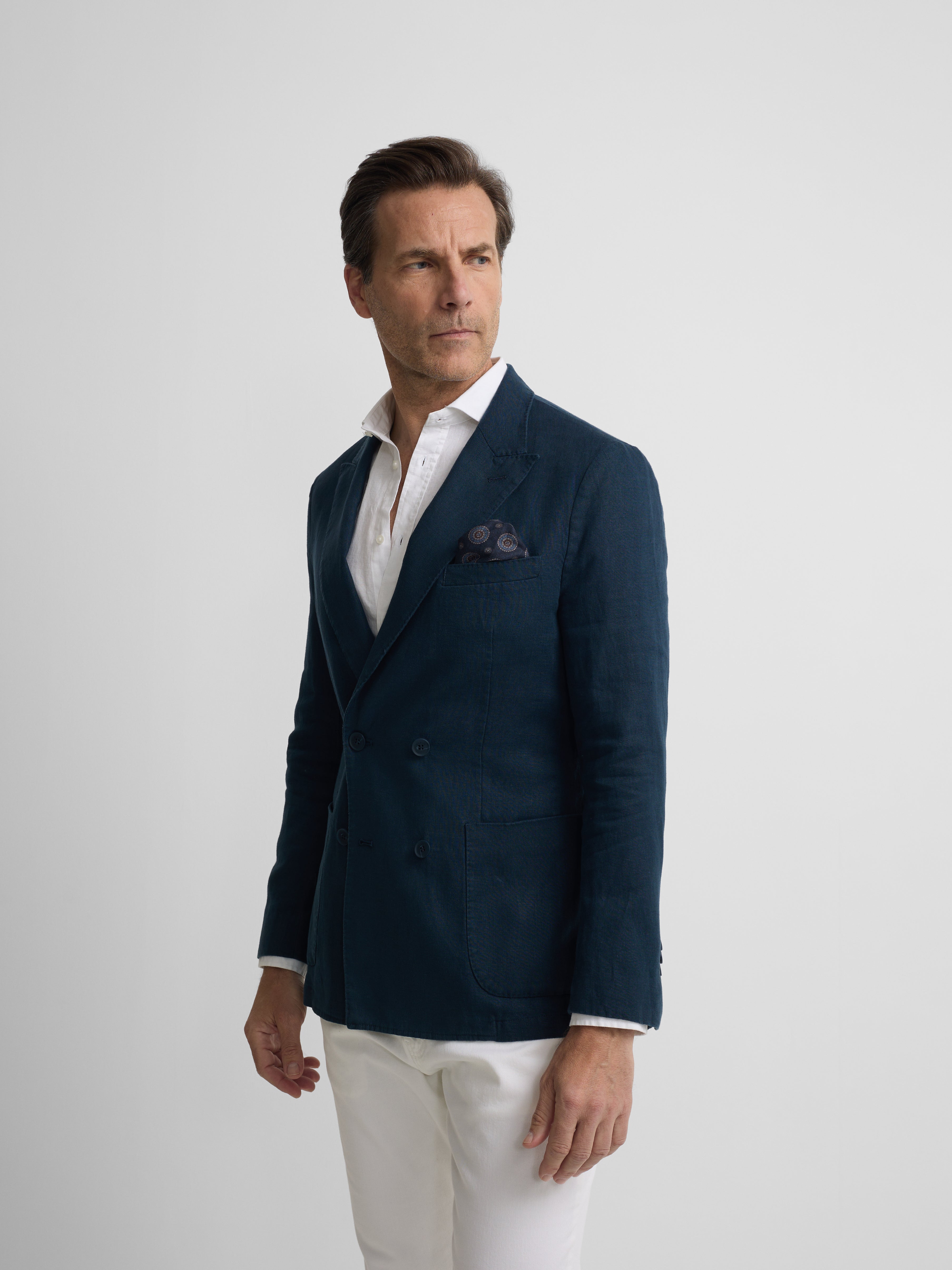 Navy blue comfort double-breasted blazer