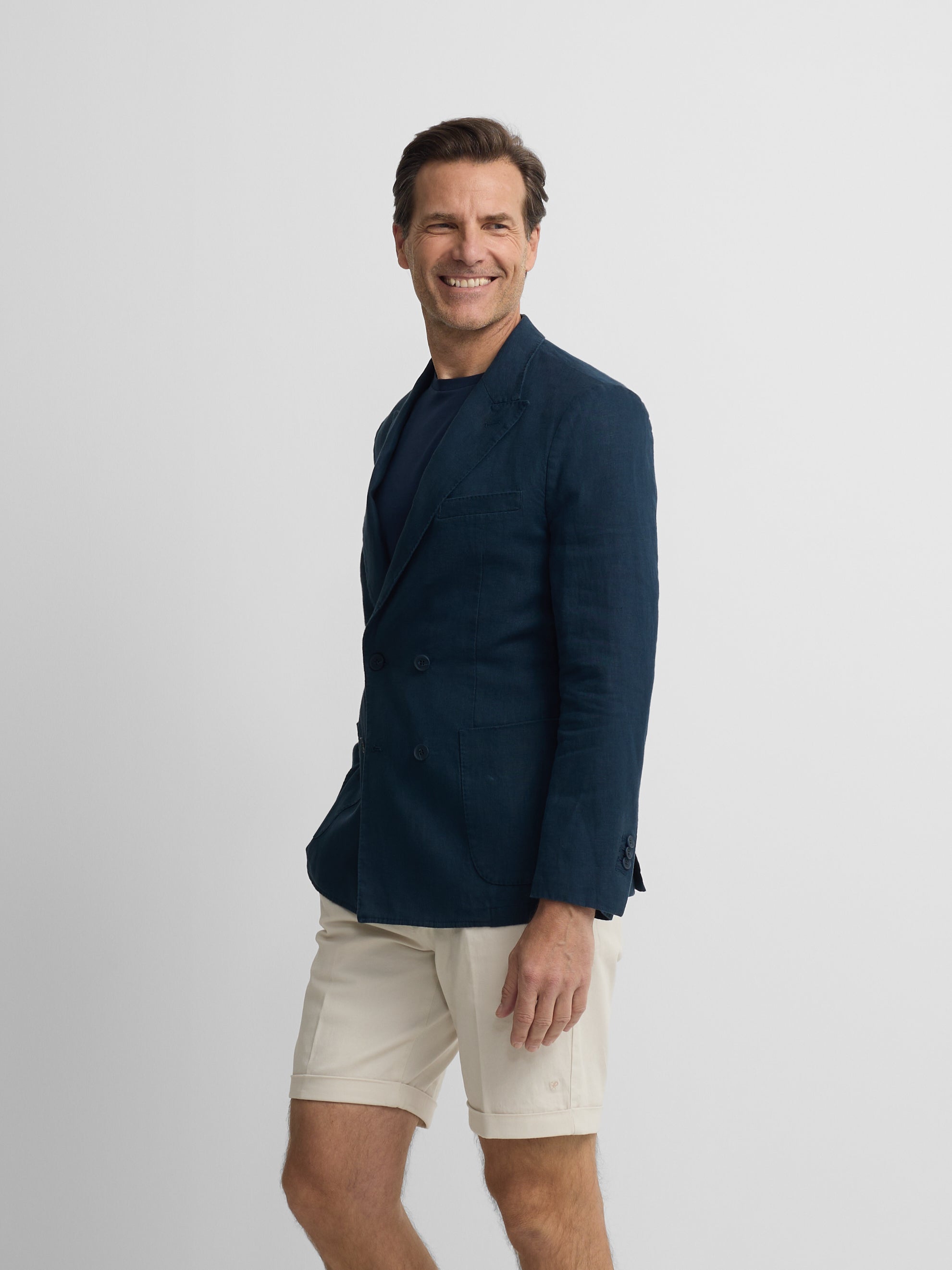 Navy blue comfort double-breasted blazer