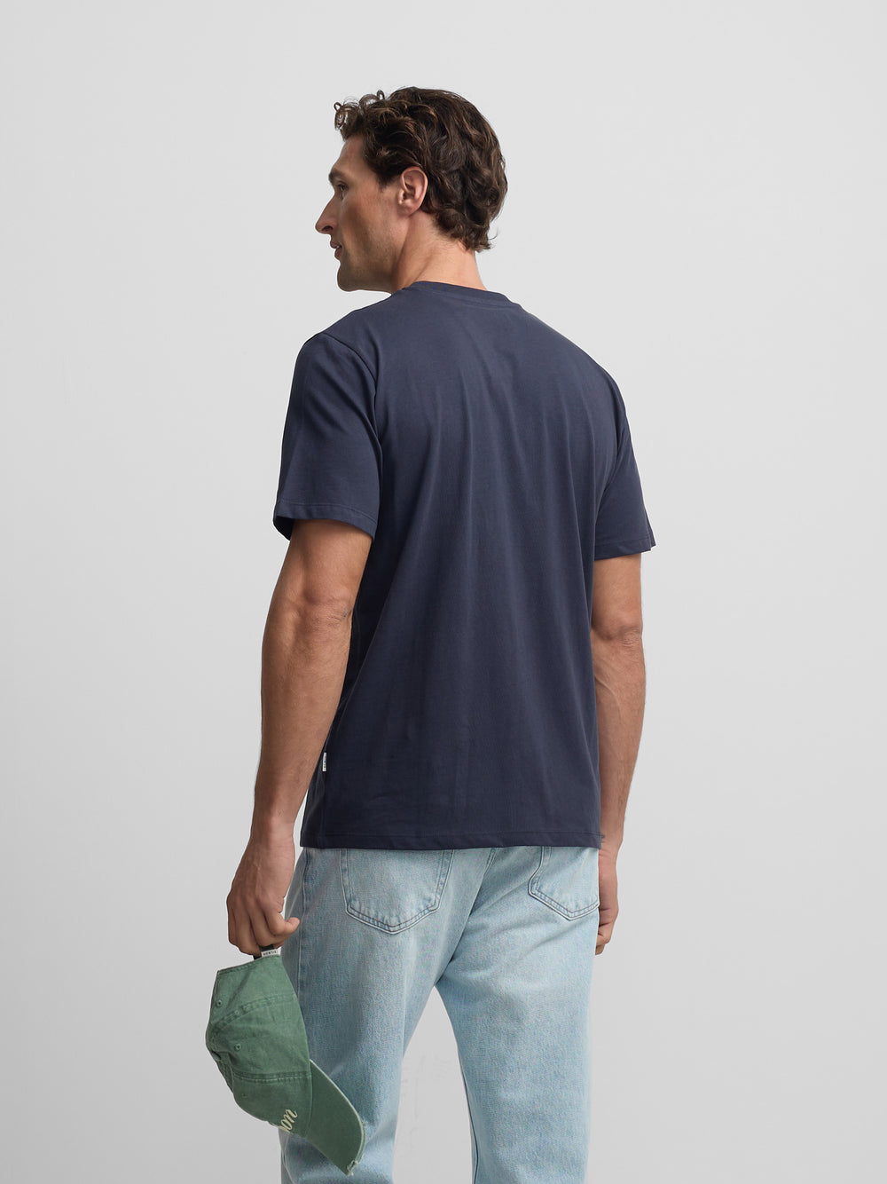 T-shirt lisa minilogo emblema azul-marinho