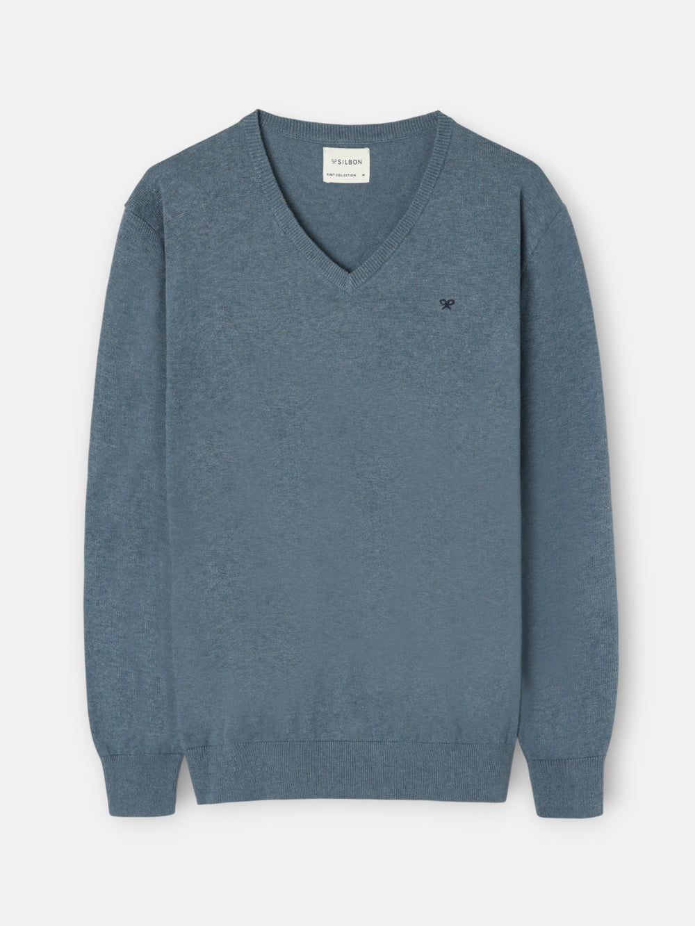 Jersey liso cuello pico azul claro
