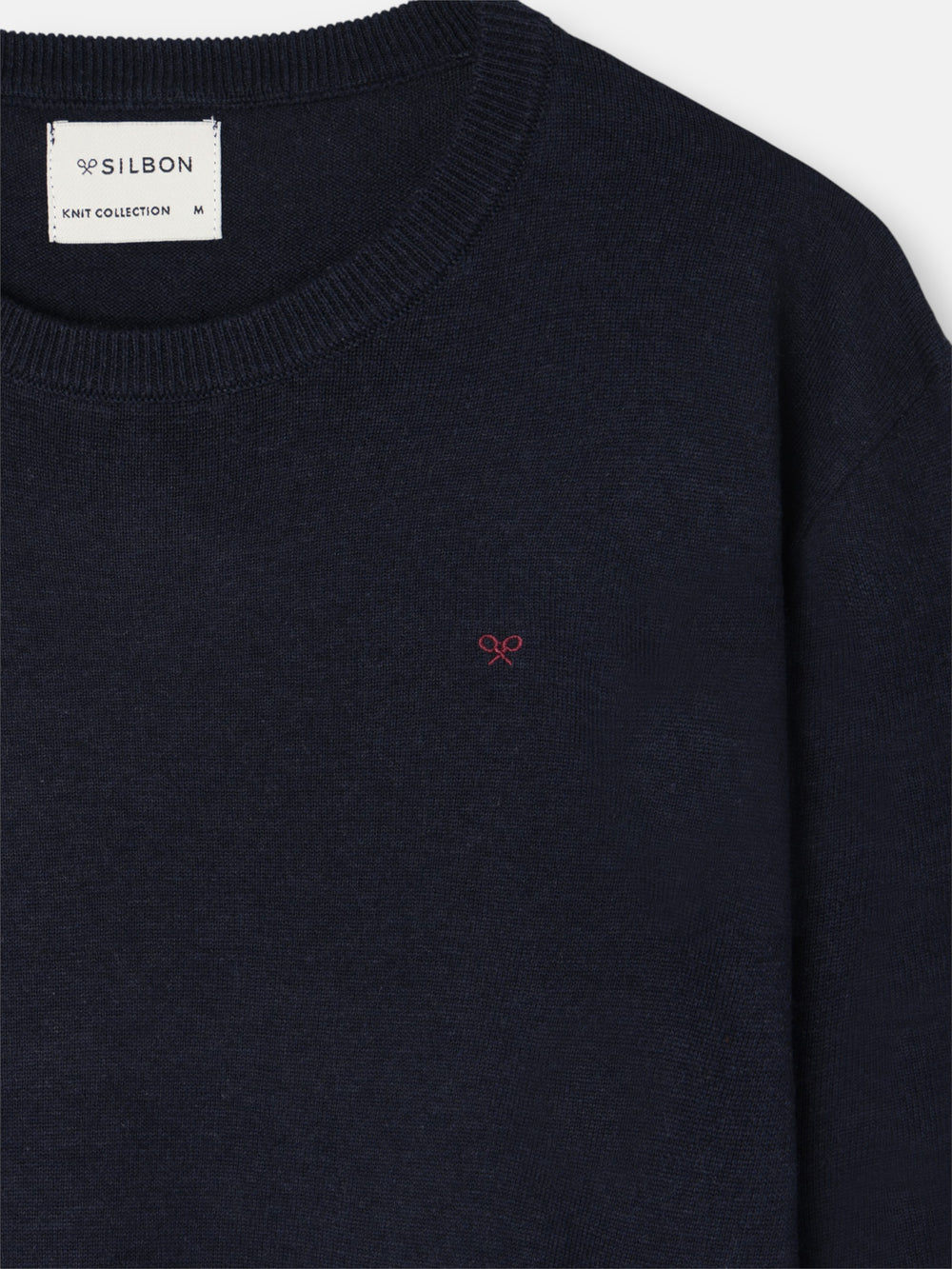 Plain navy blue crew neck sweater
