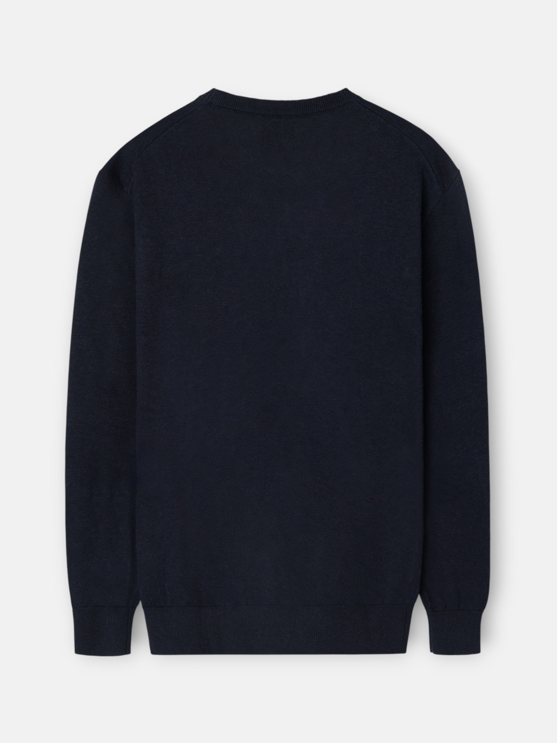 Plain navy blue crew neck sweater