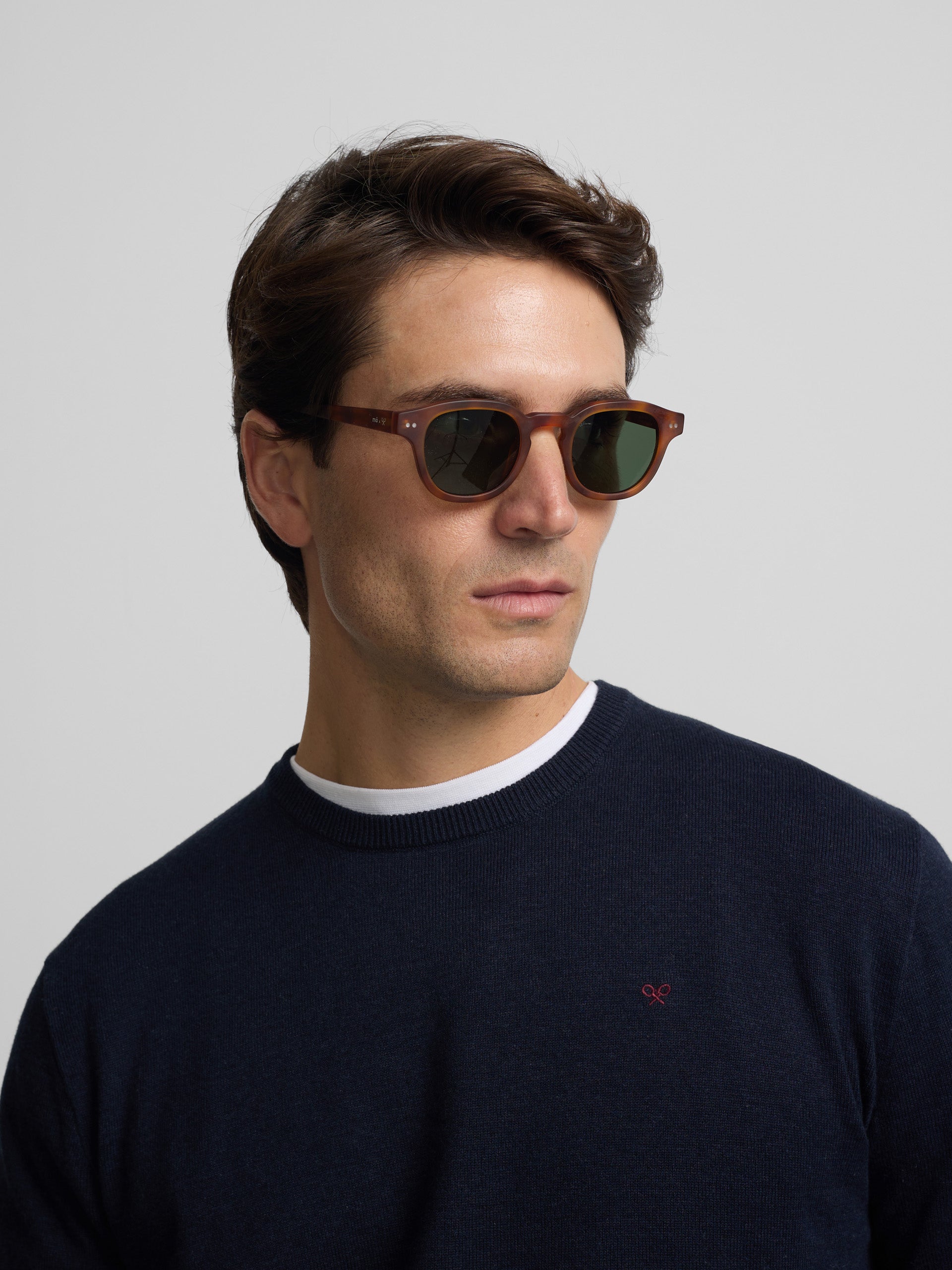 Plain navy blue crew neck sweater