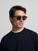 Plain navy blue crew neck sweater