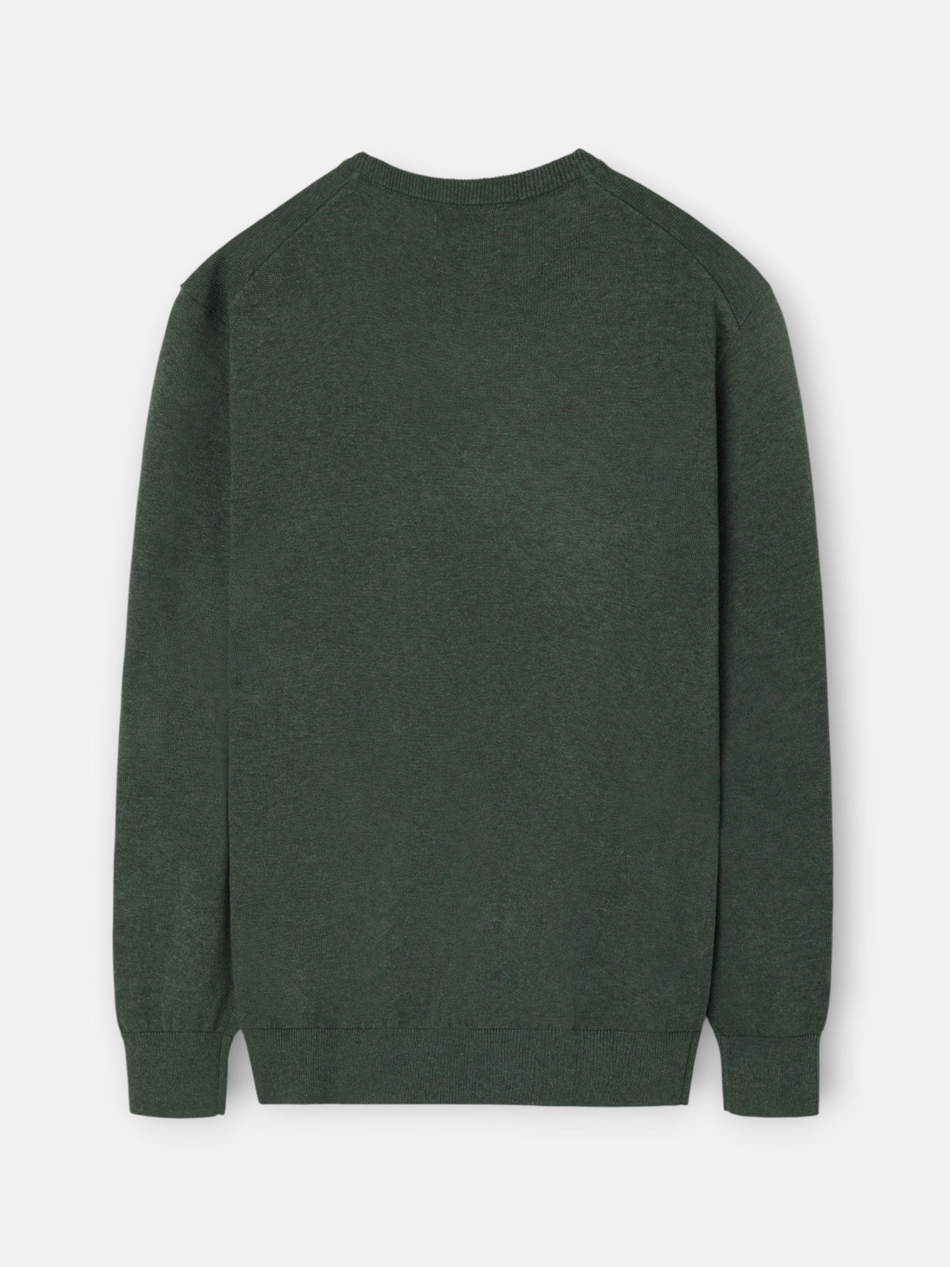 Dark green plain V-neck sweater