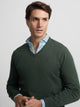 Dark green plain V-neck sweater