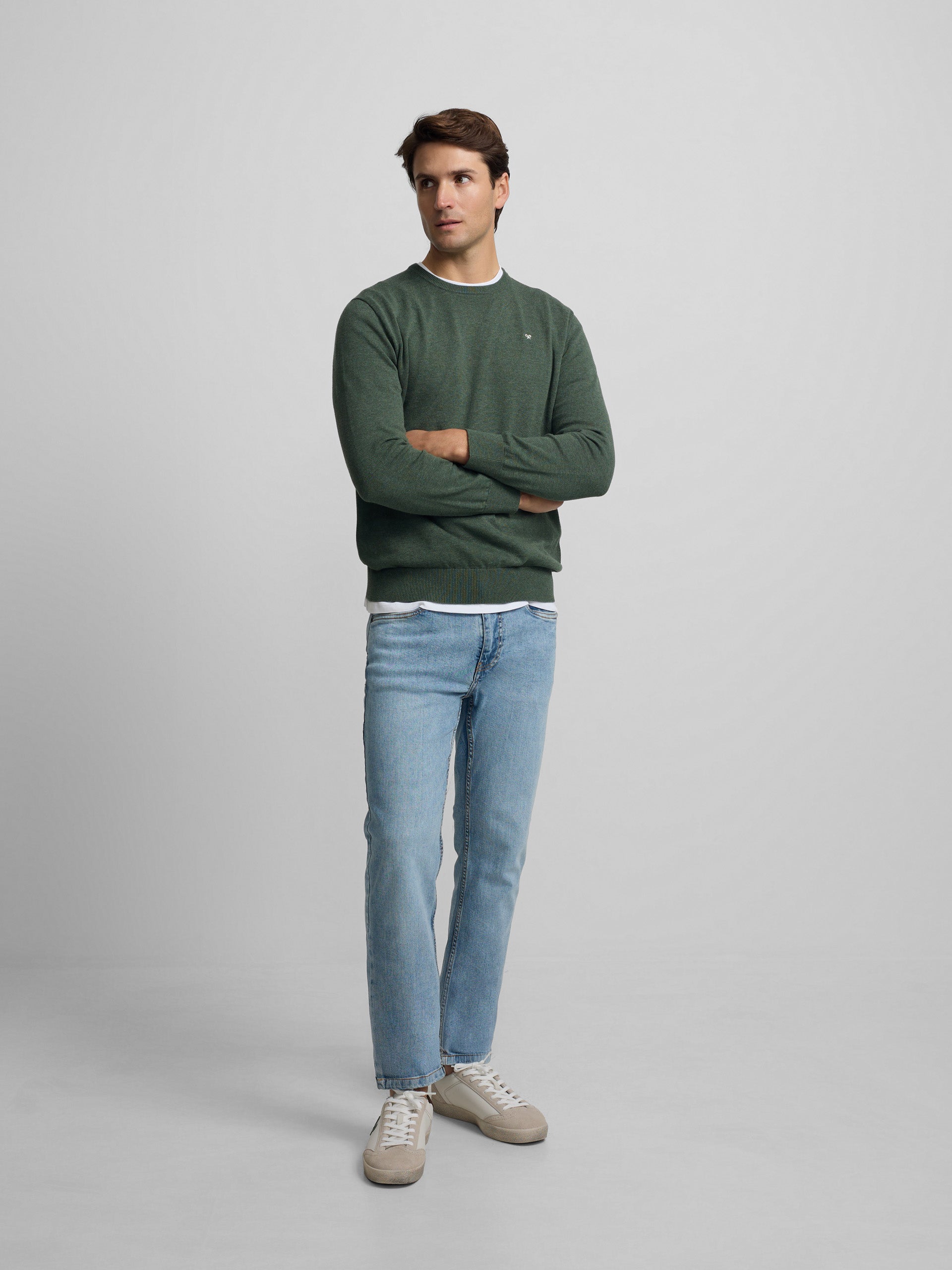 Plain green crew neck sweater
