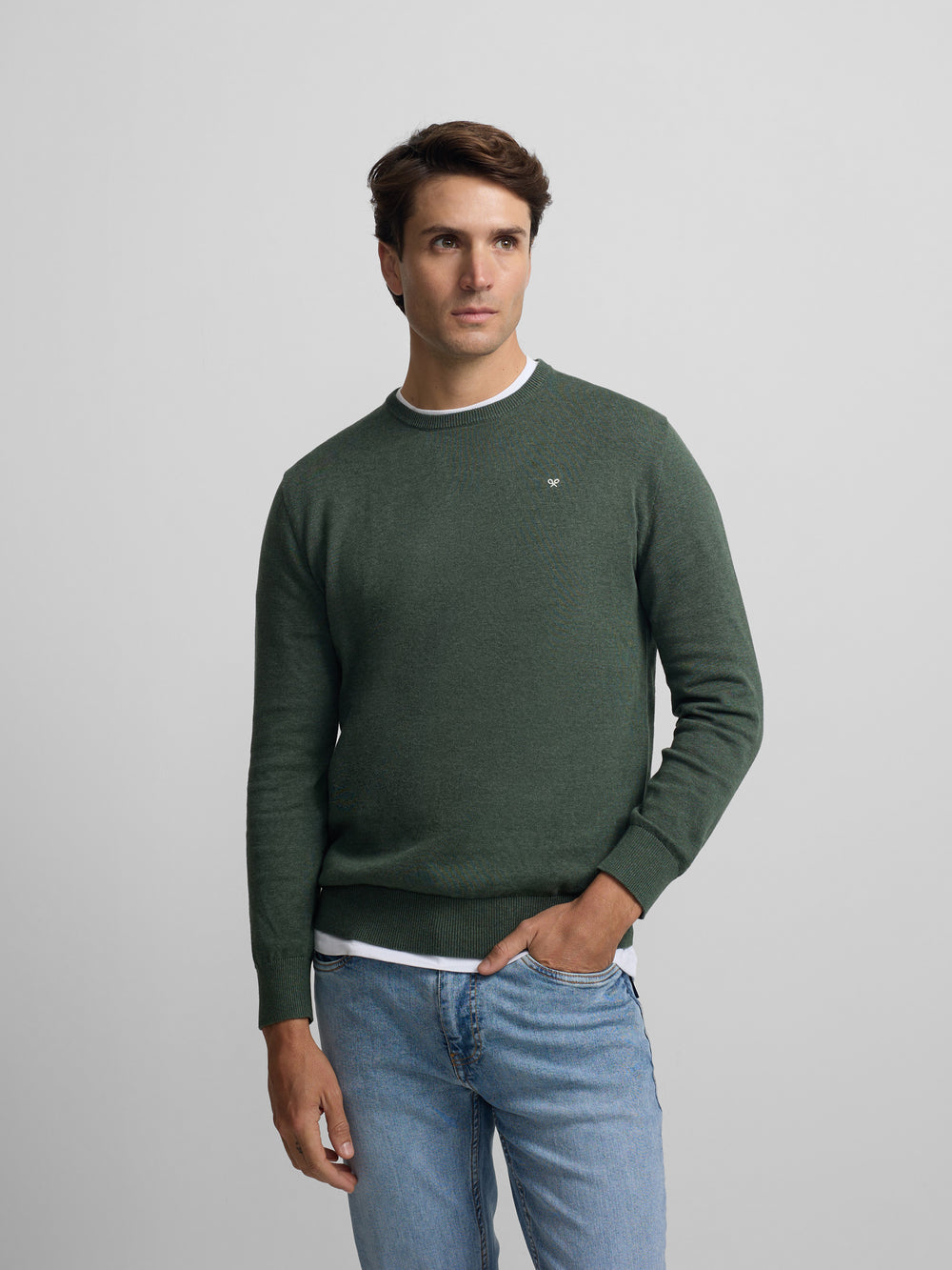 Plain green crew neck sweater