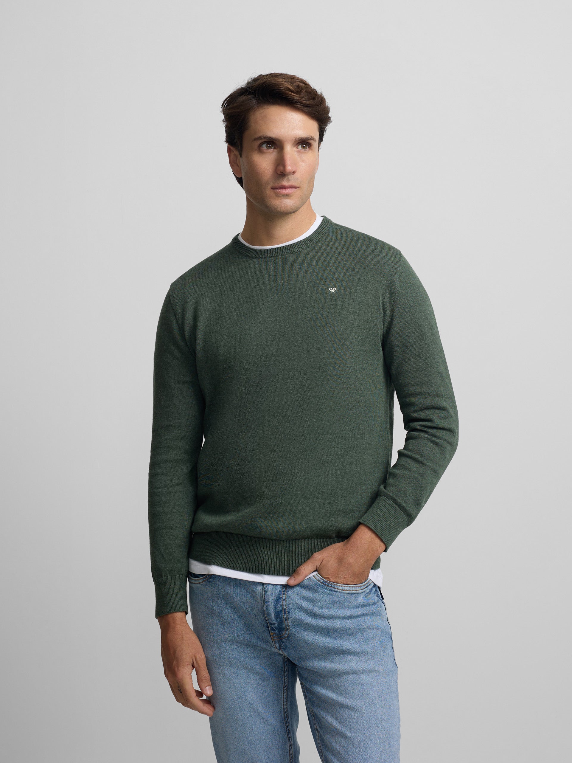 Plain green crew neck sweater