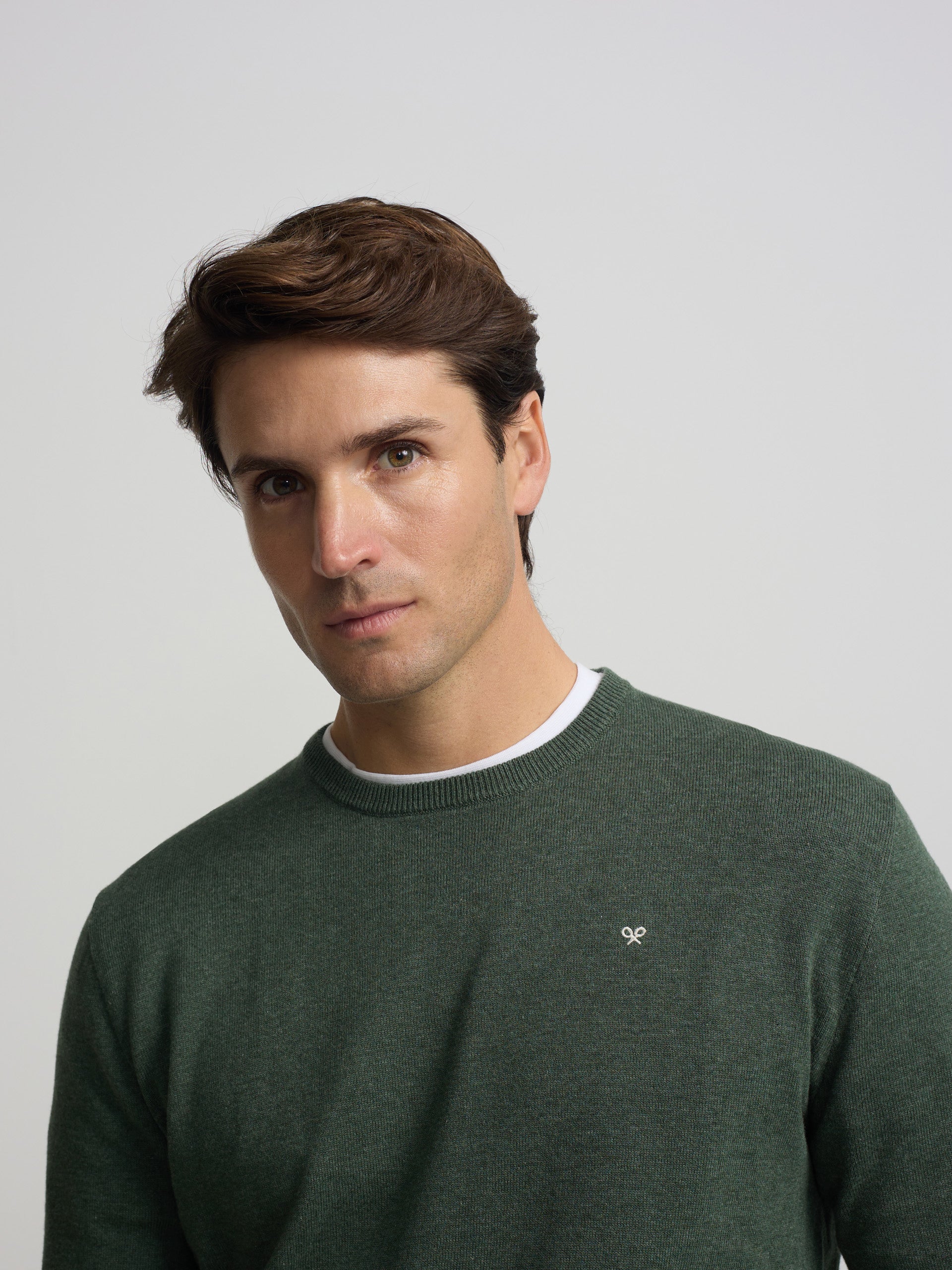 Plain green crew neck sweater