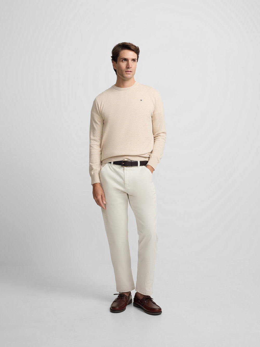 Plain cream crew neck sweater