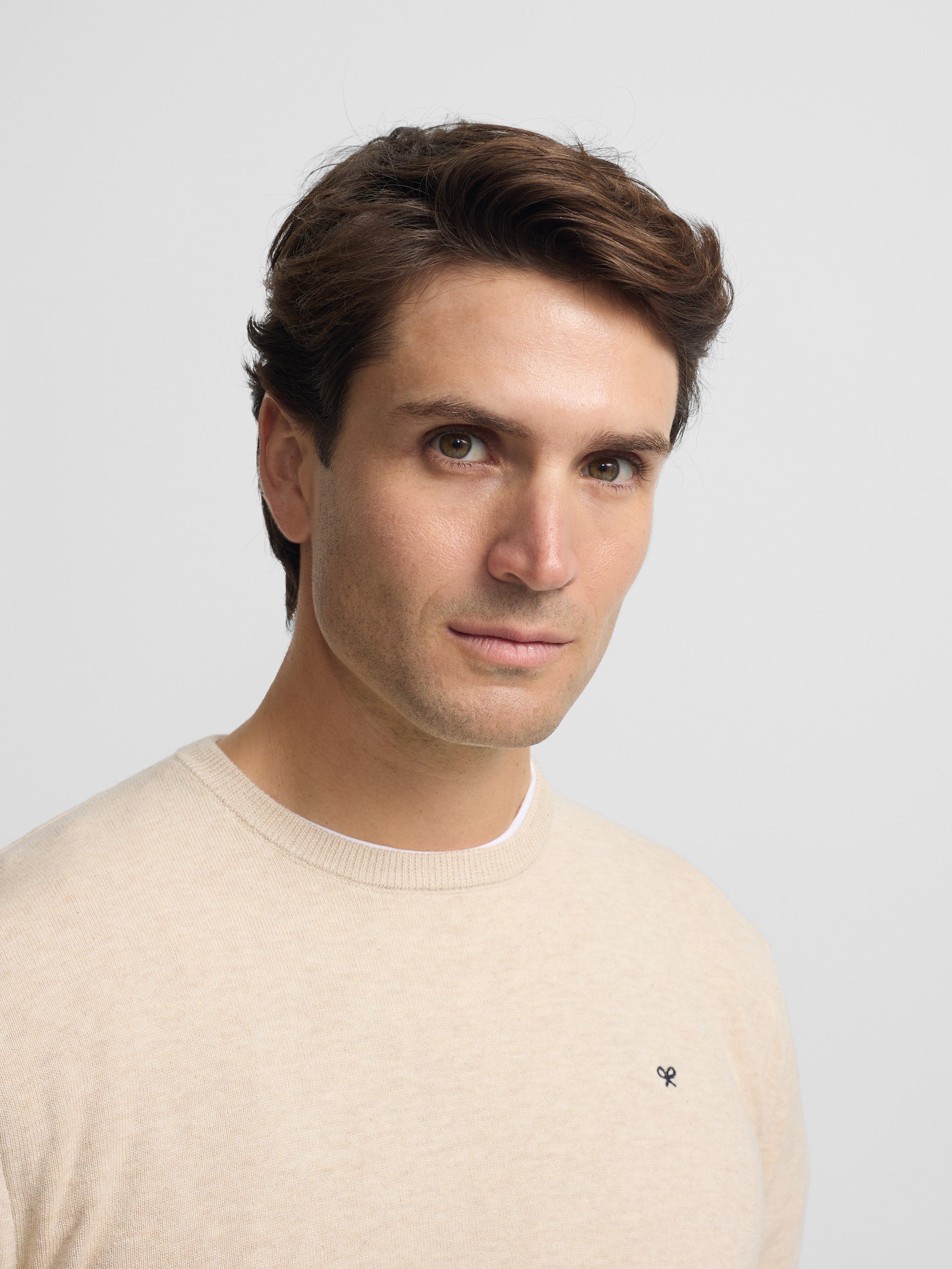 Plain cream crew neck sweater