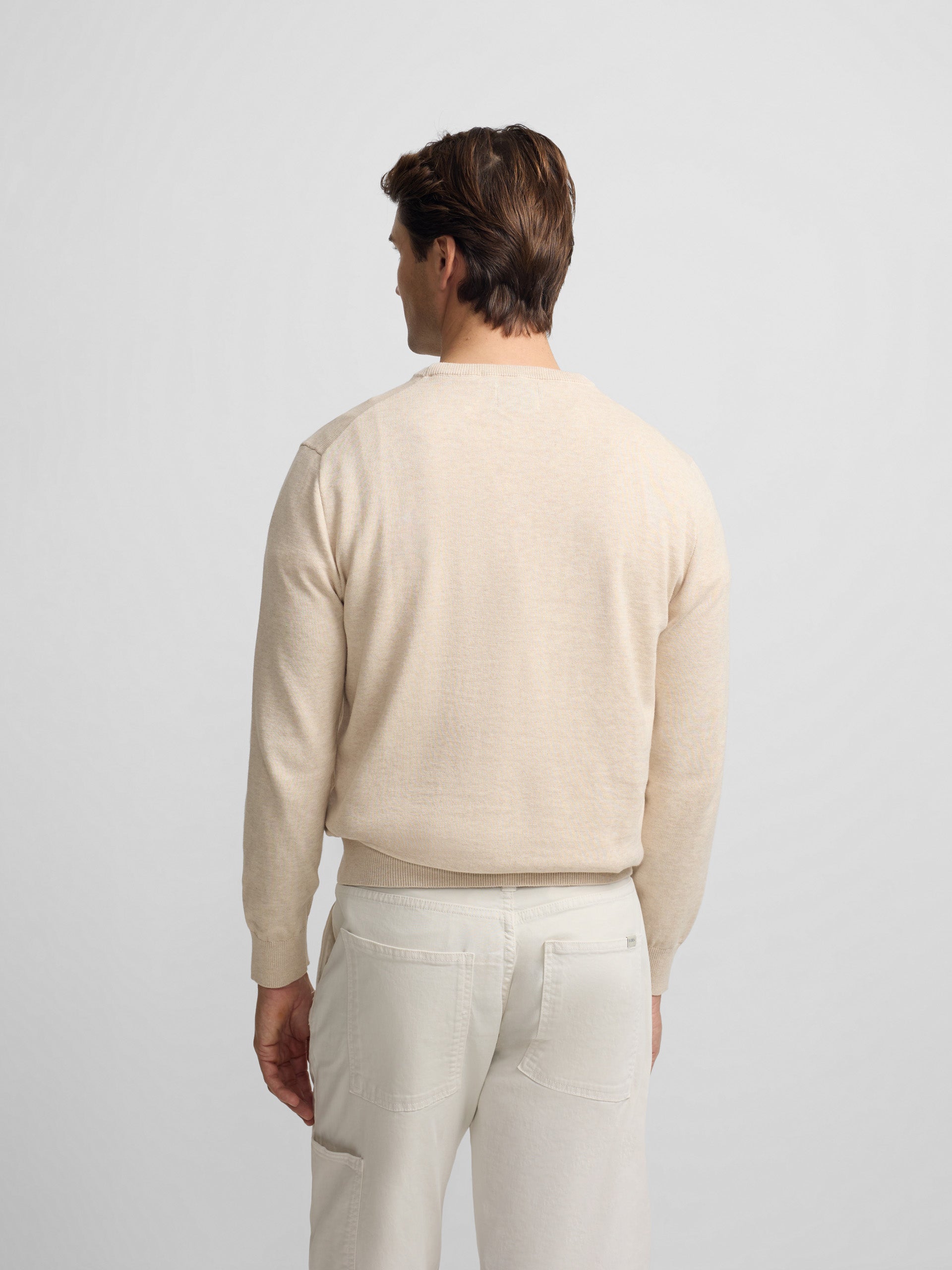 Plain cream crew neck sweater